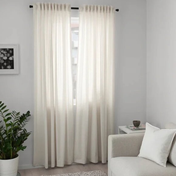 IKEA Hannalill  Cotton Curtains - Beige - Set of 2 - 57" x 84" - Picture 1 of 7